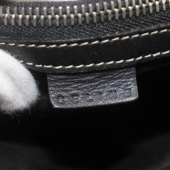 Authentic Celine Satchel Bag Black Canvas Used Handbag Vintage - Picture 9 of 13